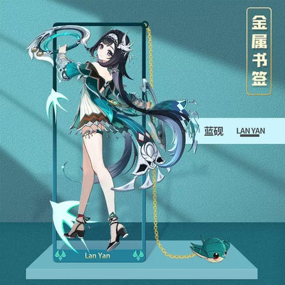 Genshin Art Brass Metal Bookmark - Anime Figure Merch with 3D Display Box - Birthday Gifts for Fans Friends Gamer Book Lovers - Zllada