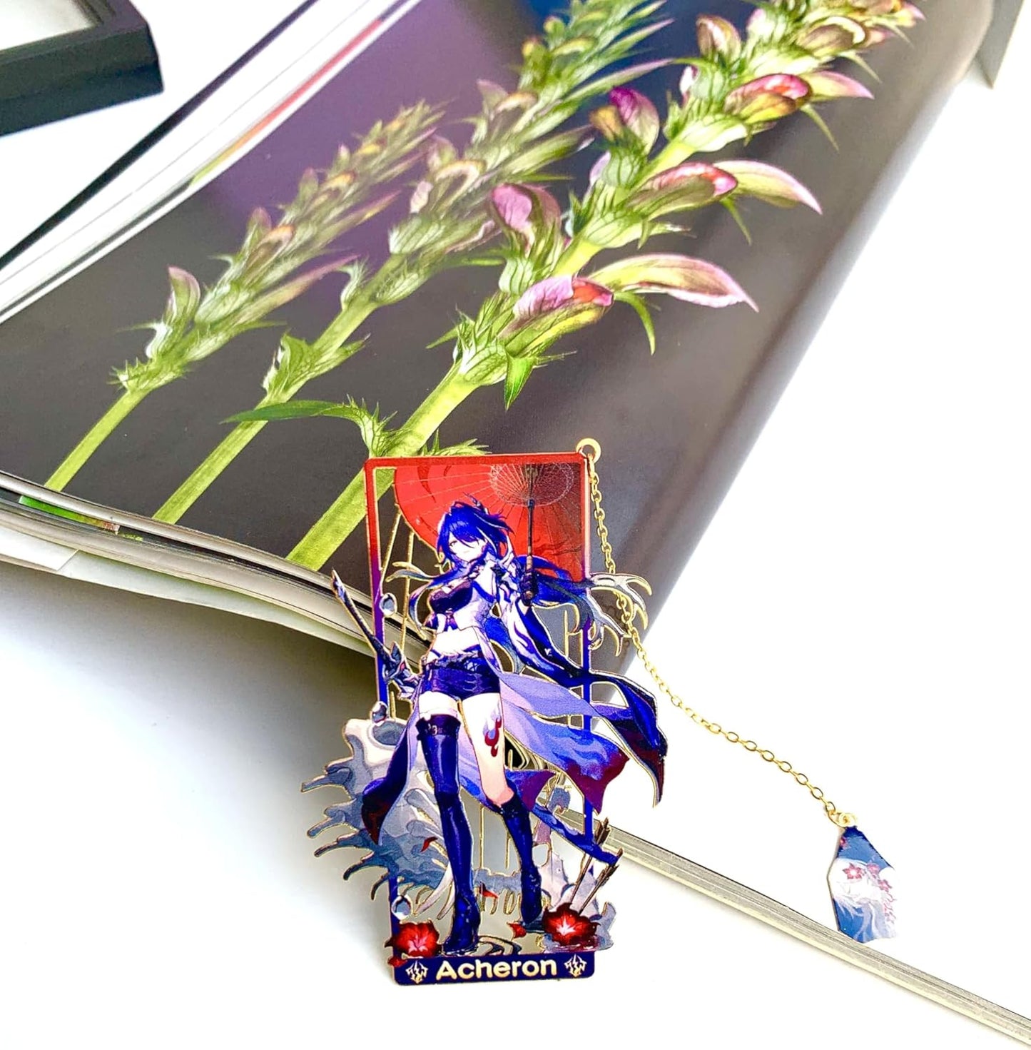 Honkai Star Rail Acheron Metal Bookmark - Anime Figure Merch with 3D Display Box - Birthday Gifts for Fans Friends Gamer Book Lovers - Zllada