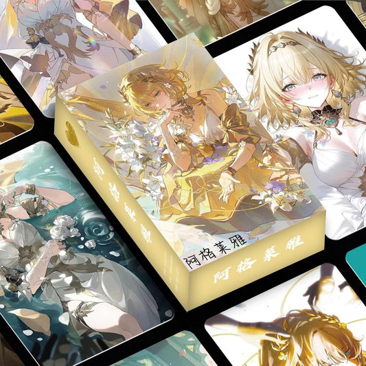 Aglaea Honkai Star Rail Card Merch Set - 50 Pcs Holographic Cards with Scratch-Resistant Sleeves for Fans and Gamers - Zllada