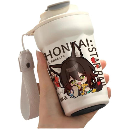 Star Rail  Travel Mug Sparkle - 316 Stainless Steel Insulated Coffee Cup with Dual-Use Lid - Leak-Proof Design & Portable Hand Strap - Anime Gaming Gift for Fans