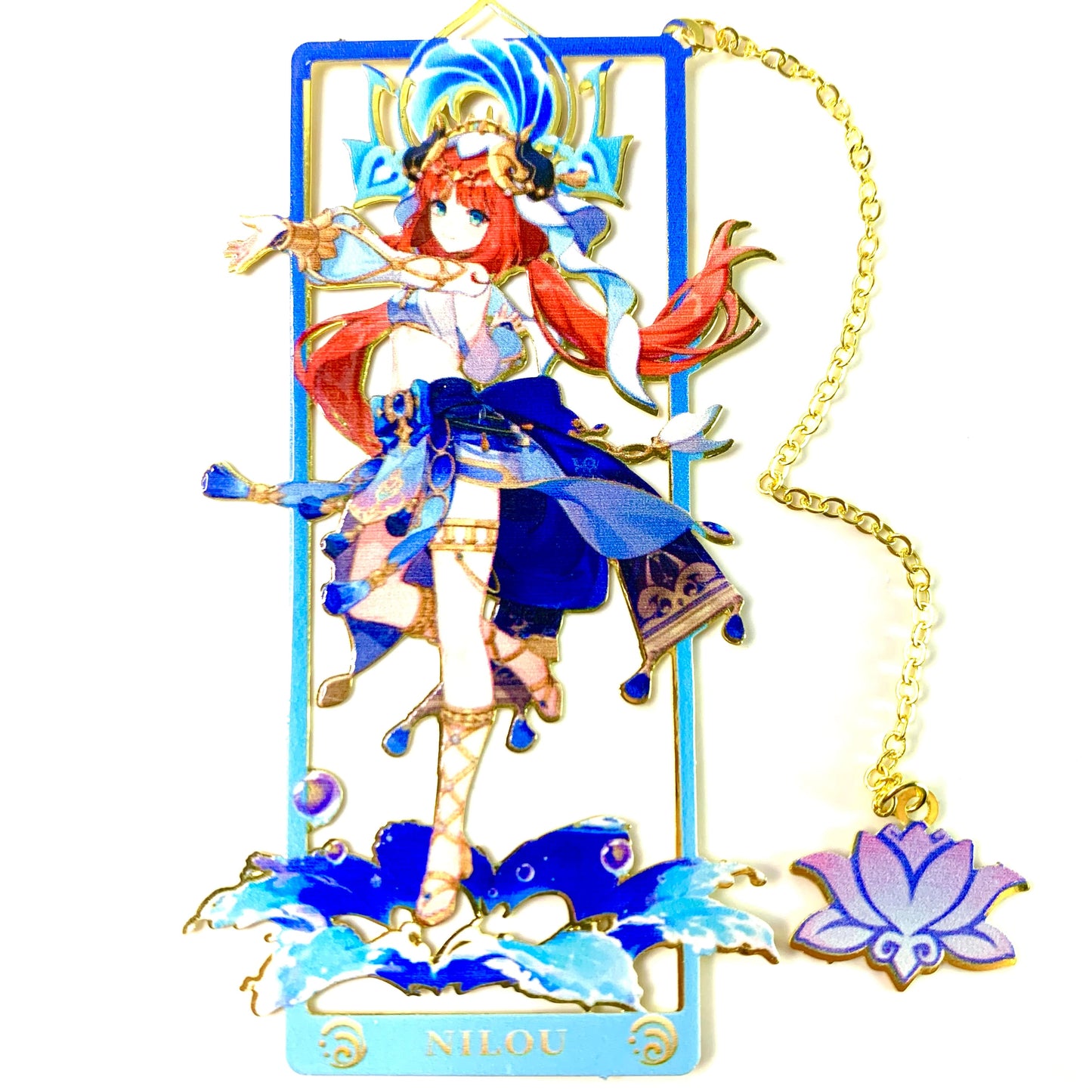 Genshin Art Brass Metal Bookmark - Anime Figure Merch with 3D Display Box - Birthday Gifts for Fans Friends Gamer Book Lovers - Zllada