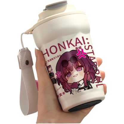 Star Rail  Travel Mug Sparkle - 316 Stainless Steel Insulated Coffee Cup with Dual-Use Lid - Leak-Proof Design & Portable Hand Strap - Anime Gaming Gift for Fans