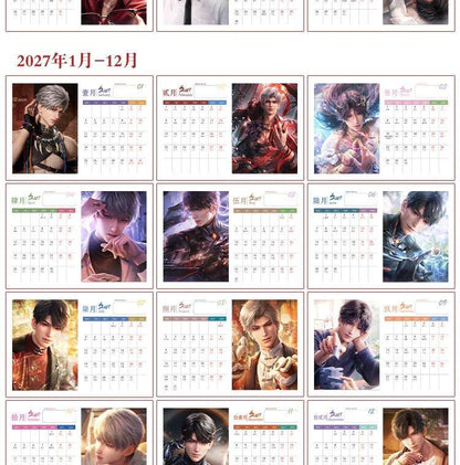 Love Deepspace Calendar 2026-2027 Two-Year Desk Organizer - Anime Character Designs Thick Glossy Paper - Stylish Desktop Gift for Fans -Zllada