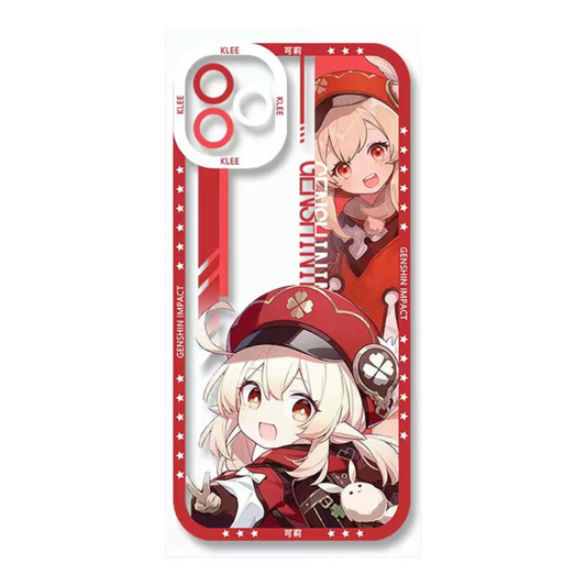 Klee Genshin Impact Phone Case Laptop screen protector  protective cover - Q Style Cute Anime Character Design - Transparent Silicone Full Camera Protection All Round Defense Non Slip Cover - Zllada