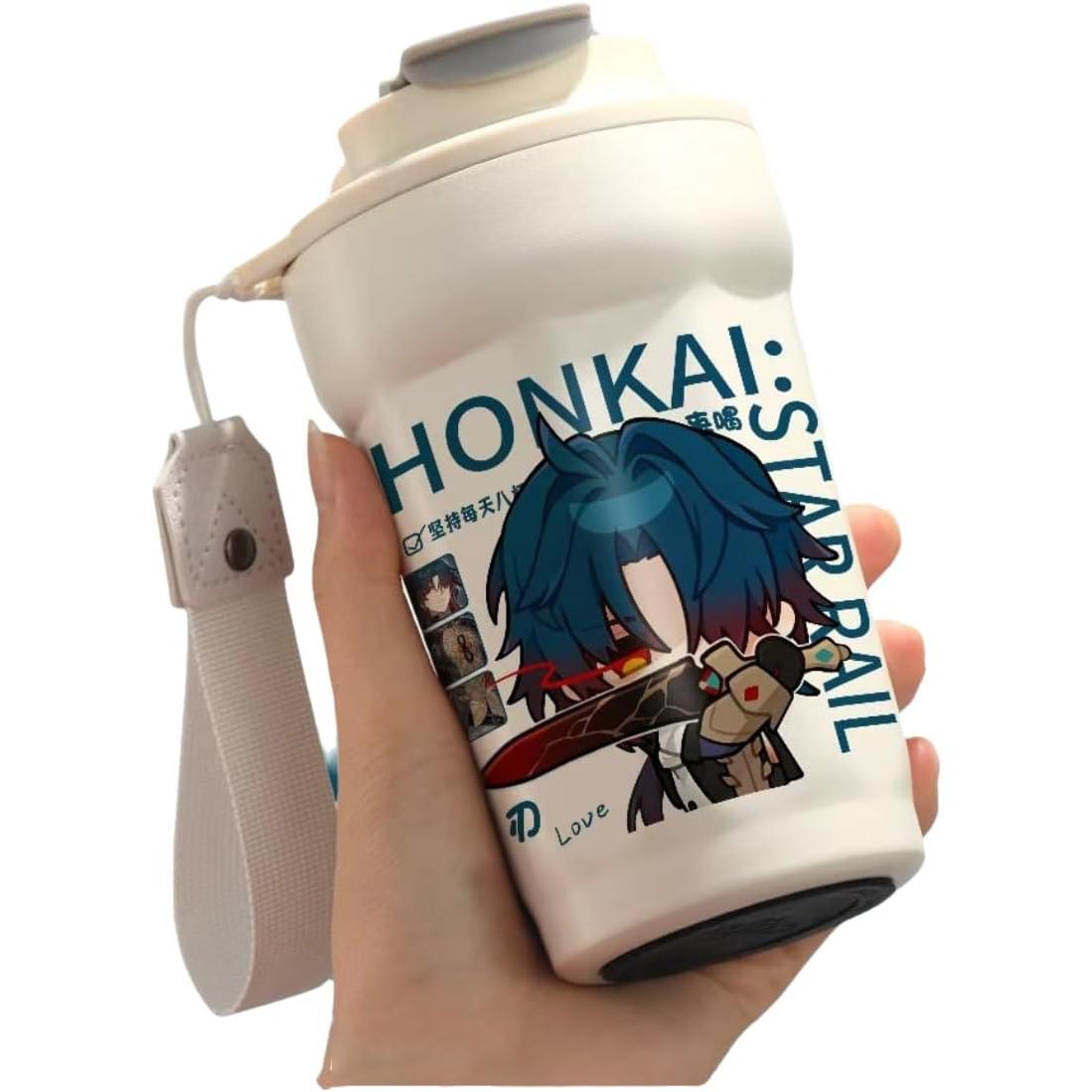 Star Rail  Travel Mug Sparkle - 316 Stainless Steel Insulated Coffee Cup with Dual-Use Lid - Leak-Proof Design & Portable Hand Strap - Anime Gaming Gift for Fans
