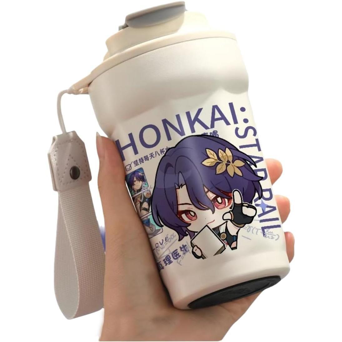 Star Rail  Travel Mug Sparkle - 316 Stainless Steel Insulated Coffee Cup with Dual-Use Lid - Leak-Proof Design & Portable Hand Strap - Anime Gaming Gift for Fans