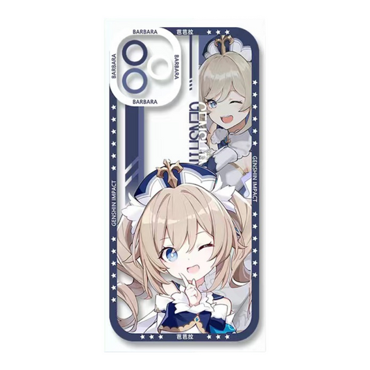 Barbara Genshin Impact Phone Case Laptop screen protector  protective cover - Q Style Cute Anime Character Design - Transparent Silicone Full Camera Protection All Round Defense Non Slip Cover - Zllada