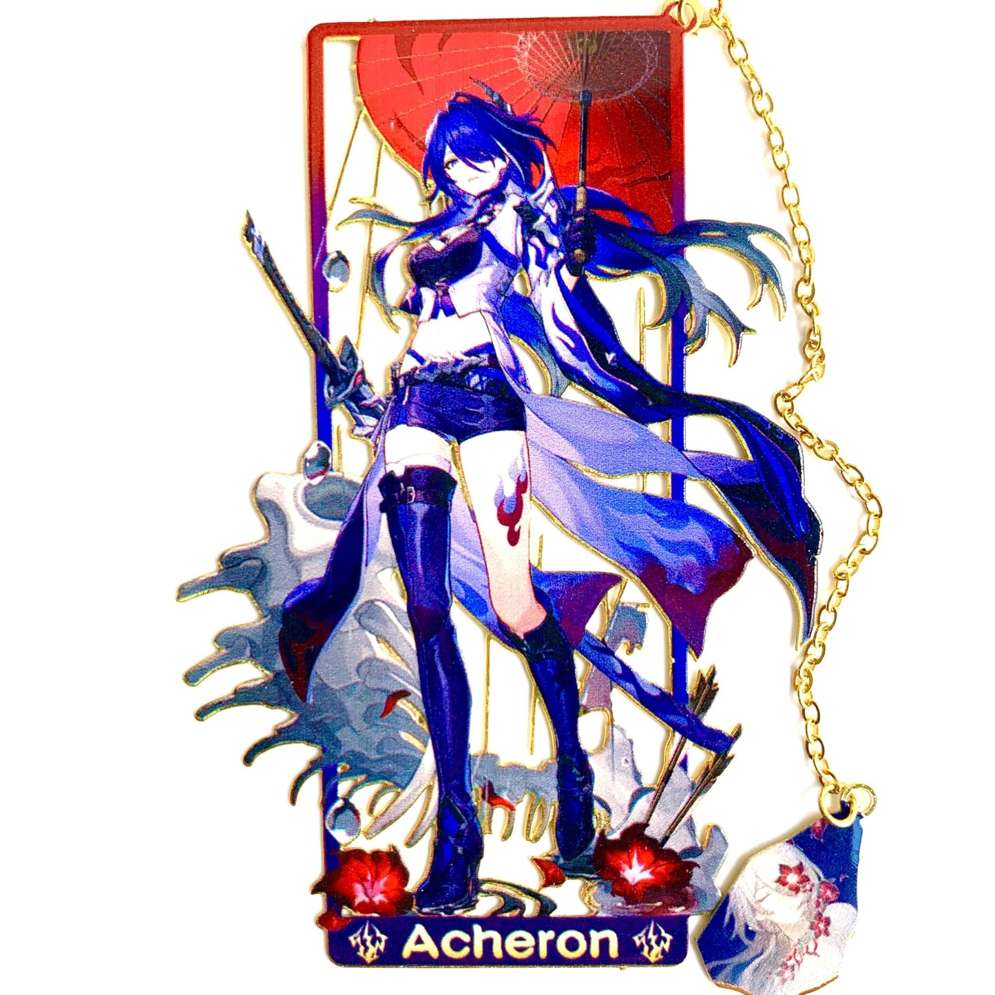 Honkai Star Rail Acheron Metal Bookmark - Anime Figure Merch with 3D Display Box - Birthday Gifts for Fans Friends Gamer Book Lovers - Zllada