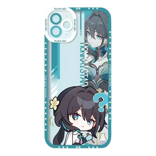 Ruan Mei Q Style Honkai Star Rail Phone Case - Compatible with iPhone 16 15 14 13 12 11 Series - Transparent Silicone, Honkai Star Rail Merchandise for Various Models-Zllada