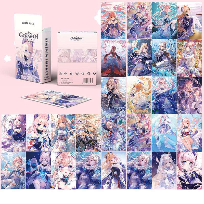 Zllada Genshin Impact Holographic Card Set - 50 Anime-Style Collectible Cards for Fans and Gamers - Game-Themed Merchandise - Zllada