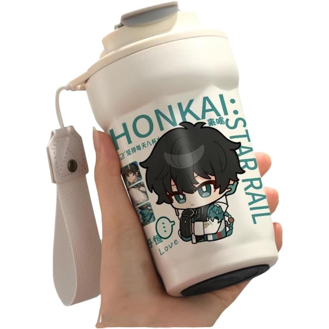 Star Rail  Travel Mug Sparkle - 316 Stainless Steel Insulated Coffee Cup with Dual-Use Lid - Leak-Proof Design & Portable Hand Strap - Anime Gaming Gift for Fans