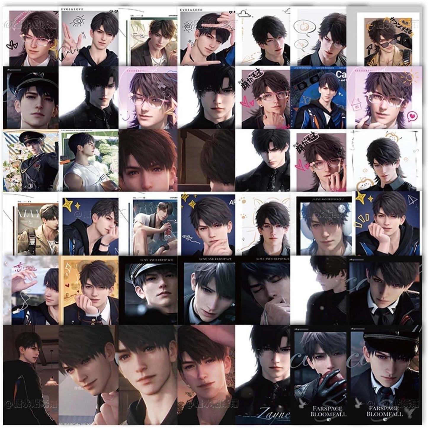 108 Pcs Caleb Love and Deepspace Instant Photo Stickers - Waterproof DIY Decals for Laptop, Fridge, Decor Zayne Xavier Rafayel Sylus Caleb - Cute Anime Fan Gift - Zllada