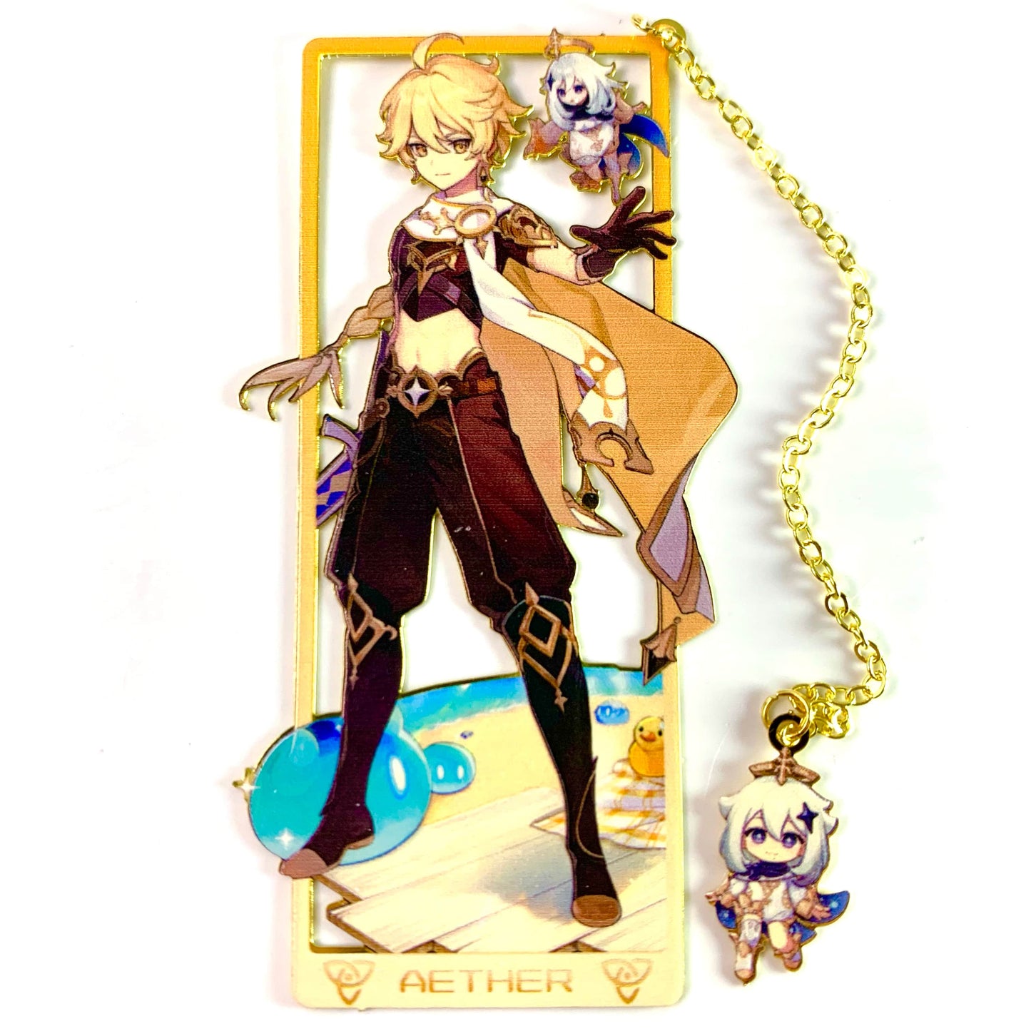 Genshin Art Brass Metal Bookmark - Anime Figure Merch with 3D Display Box - Birthday Gifts for Fans Friends Gamer Book Lovers - Zllada
