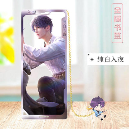 Love Deepspace Stellar Odyssey Bookmarks - Brass Character Collection Zayne Xavier Rafayel Sylus with 3D Cosmic Display, Sci-Fi Romance Merchandise for Fans - Zllada