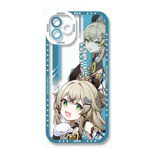 Kirara Genshin Impact Phone Case Laptop screen protector  protective cover - Q Style Cute Anime Character Design - Transparent Silicone Full Camera Protection All Round Defense Non Slip Cover - Zllada