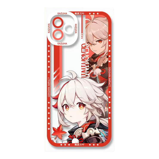 Kazuha Genshin Impact Phone Case Laptop screen protector  protective cover - Q Style Cute Anime Character Design - Transparent Silicone Full Camera Protection All Round Defense Non Slip Cover - Zllada