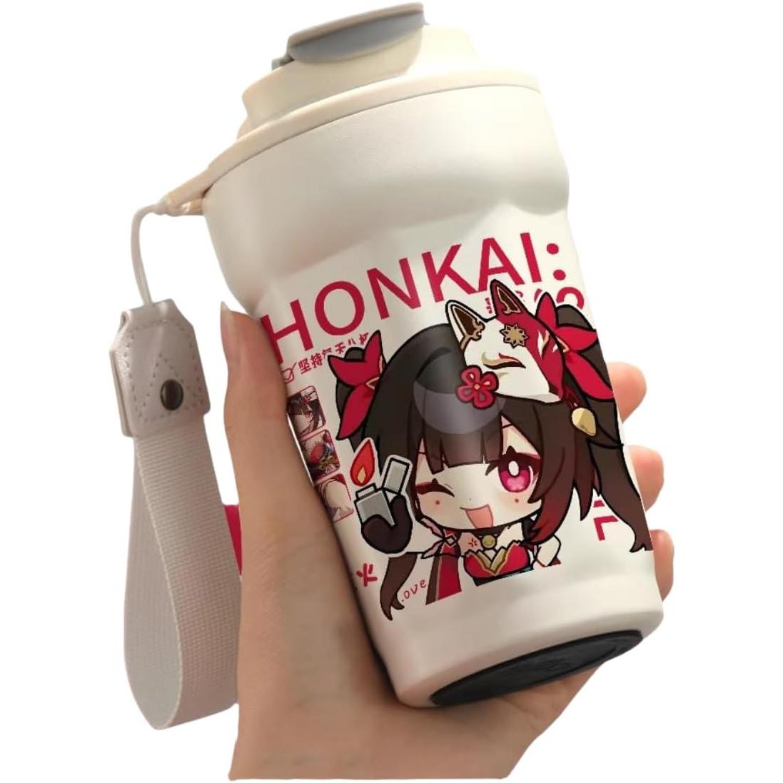 Star Rail  Travel Mug Sparkle - 316 Stainless Steel Insulated Coffee Cup with Dual-Use Lid - Leak-Proof Design & Portable Hand Strap - Anime Gaming Gift for Fans