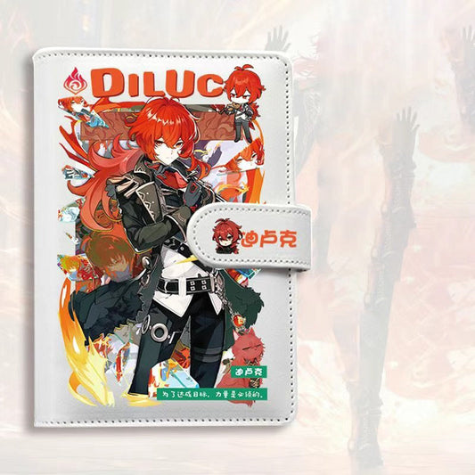 Diluc Genshin Impact Journal Planner - Anime Merch Game Figure - Stainless Steel Binder PU Leather 160 Pages with Magnetic Closure - Gift for Birthday Anniversary - Zllada