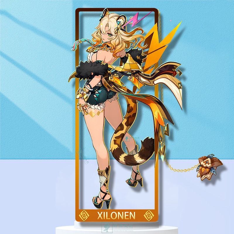 Genshin Impact Amber Metal Bookmark - Anime Figure Merch with 3D Display Box - Birthday Gifts for Fans Friends Gamer Book Lovers - Zllada