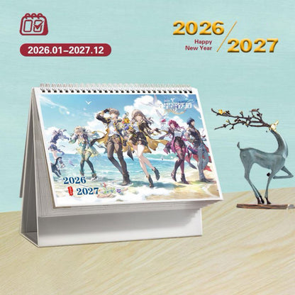 Star Rail Desk Calendar - 2026-2027 Anime Merch Game Figure Yearly Calendar - Gift for New Years - Zllada