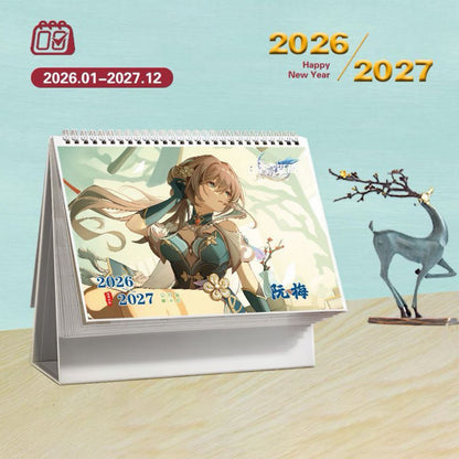 Star Rail Desk Calendar - 2026-2027 Anime Merch Game Figure Yearly Calendar - Gift for New Years - Zllada