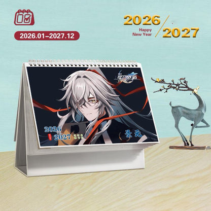 Star Rail Desk Calendar - 2026-2027 Anime Merch Game Figure Yearly Calendar - Gift for New Years - Zllada