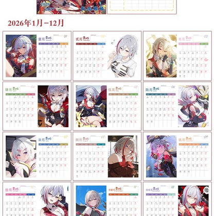 Star Rail Desk Calendar - 2026-2027 Anime Merch Game Figure Yearly Calendar - Gift for New Years - Zllada