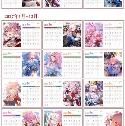 Star Rail Desk Calendar - 2026-2027 Anime Merch Game Figure Yearly Calendar - Gift for New Years - Zllada