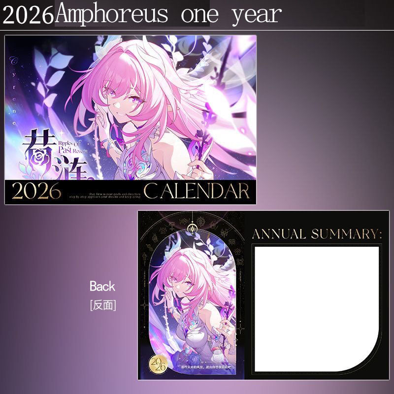Calendario da tavolo Honkai Star Rail Acheron - Calendario annuale 2025 Anime Merch Game Figure - Regalo per Capodanno - Zllada