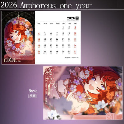 Calendario da tavolo Honkai Star Rail Acheron - Calendario annuale 2025 Anime Merch Game Figure - Regalo per Capodanno - Zllada