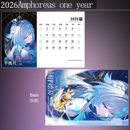 Calendario da tavolo Honkai Star Rail Acheron - Calendario annuale 2025 Anime Merch Game Figure - Regalo per Capodanno - Zllada