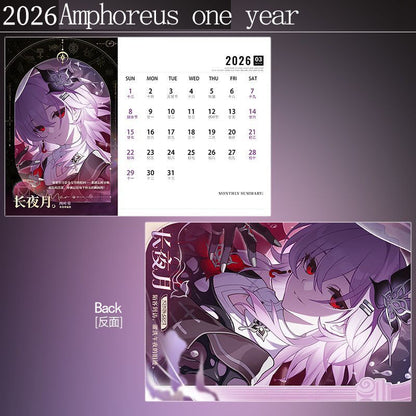 Calendario da tavolo Honkai Star Rail Acheron - Calendario annuale 2025 Anime Merch Game Figure - Regalo per Capodanno - Zllada