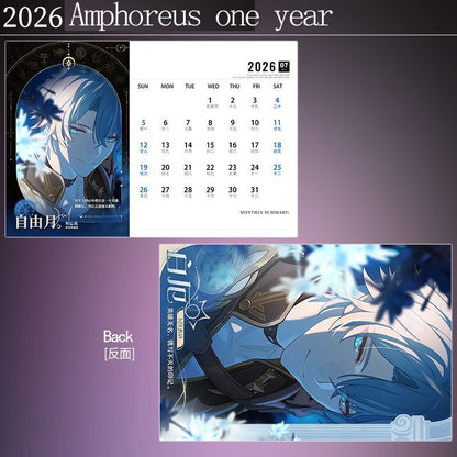 Calendario da tavolo Honkai Star Rail Acheron - Calendario annuale 2025 Anime Merch Game Figure - Regalo per Capodanno - Zllada