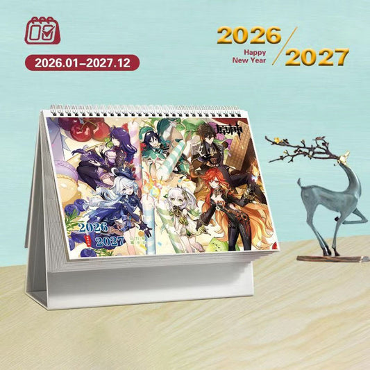 Calendario da tavolo Mix Genshin Impact - Calendario annuale 2025 Anime Merch Game Figure - Regalo per Capodanno - Zllada