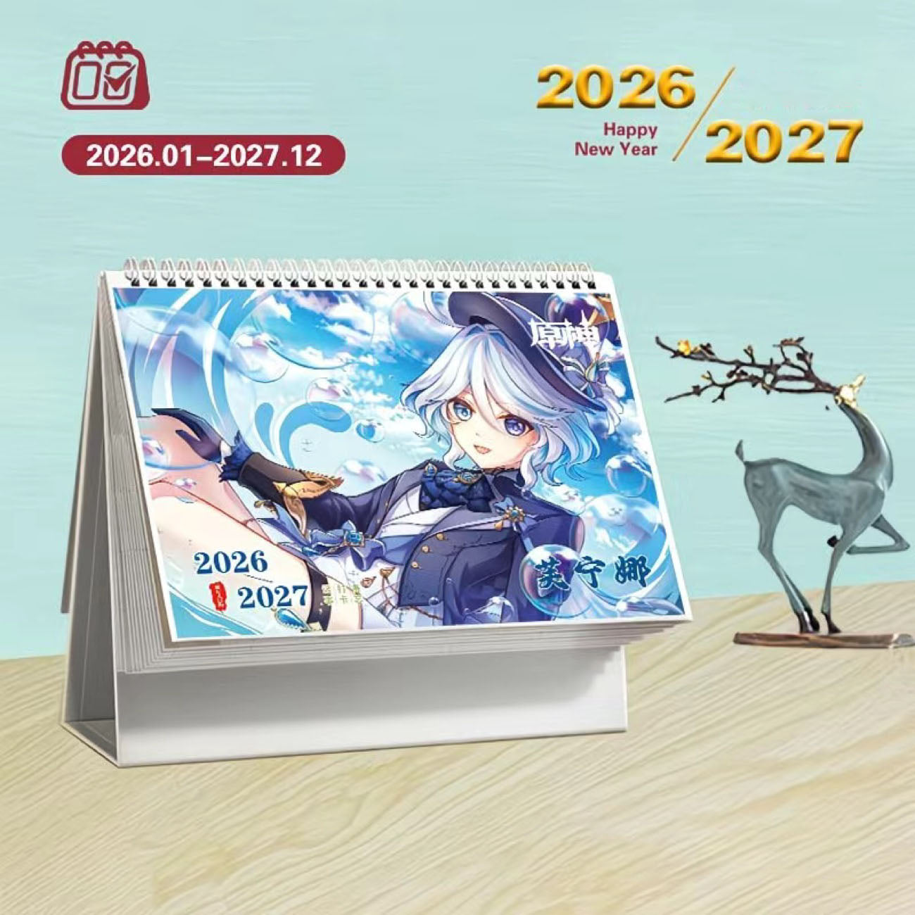 Mix Genshin Impact Tischkalender - 2025 Anime Merch Spielfigur Jahreskalender - Geschenk für Neujahr - Zllada
