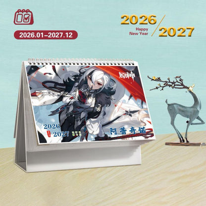 Mix Genshin Impact Tischkalender - 2025 Anime Merch Spielfigur Jahreskalender - Geschenk für Neujahr - Zllada