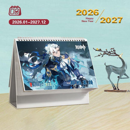 Mix Genshin Impact Tischkalender - 2025 Anime Merch Spielfigur Jahreskalender - Geschenk für Neujahr - Zllada