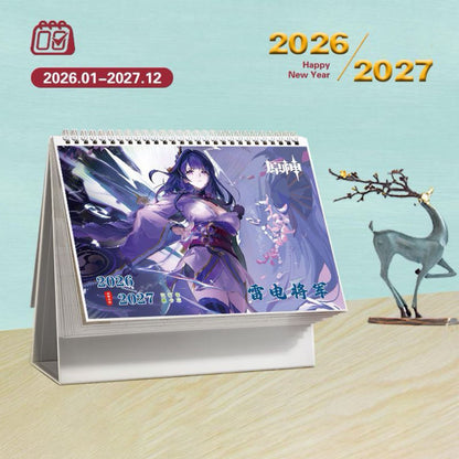 Mix Genshin Impact Tischkalender - 2025 Anime Merch Spielfigur Jahreskalender - Geschenk für Neujahr - Zllada