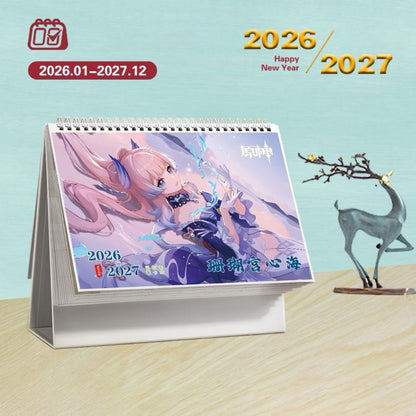 Mix Genshin Impact Tischkalender - 2025 Anime Merch Spielfigur Jahreskalender - Geschenk für Neujahr - Zllada