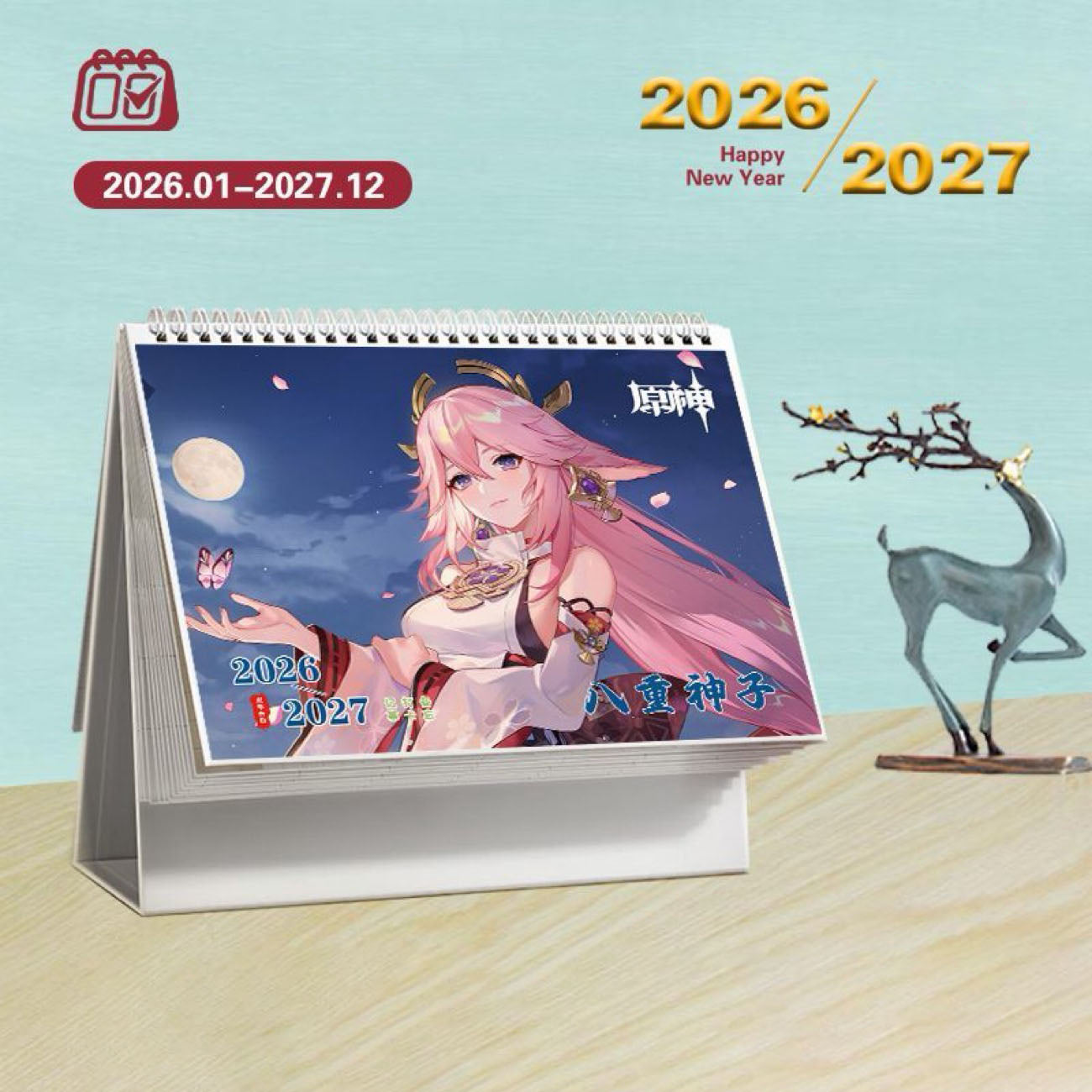 Mix Genshin Impact Tischkalender - 2025 Anime Merch Spielfigur Jahreskalender - Geschenk für Neujahr - Zllada
