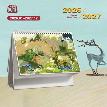 Mix Genshin Impact Tischkalender - 2025 Anime Merch Spielfigur Jahreskalender - Geschenk für Neujahr - Zllada