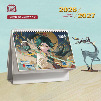 Mix Genshin Impact Tischkalender - 2025 Anime Merch Spielfigur Jahreskalender - Geschenk für Neujahr - Zllada