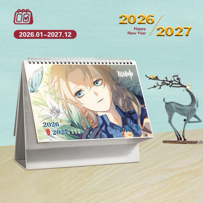 Mix Genshin Impact Tischkalender - 2025 Anime Merch Spielfigur Jahreskalender - Geschenk für Neujahr - Zllada