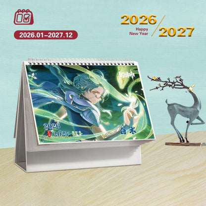 Mix Genshin Impact Tischkalender - 2025 Anime Merch Spielfigur Jahreskalender - Geschenk für Neujahr - Zllada