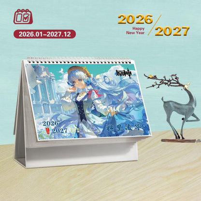 Mix Genshin Impact Tischkalender - 2025 Anime Merch Spielfigur Jahreskalender - Geschenk für Neujahr - Zllada