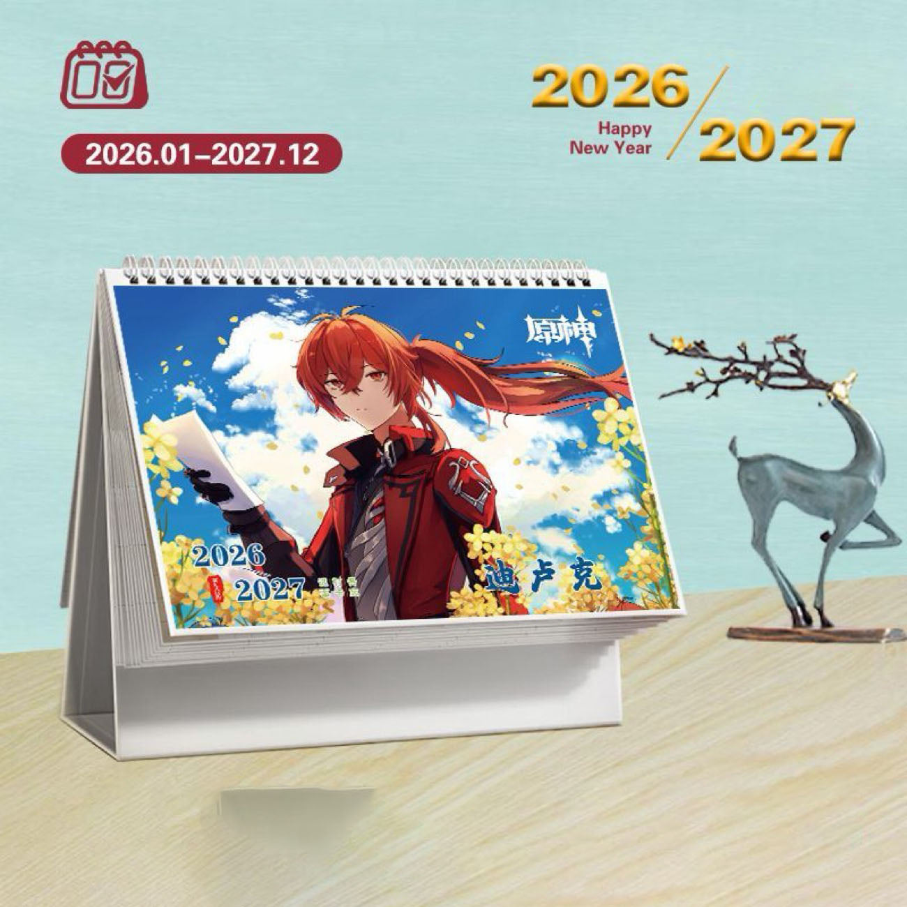 Mix Genshin Impact Tischkalender - 2025 Anime Merch Spielfigur Jahreskalender - Geschenk für Neujahr - Zllada
