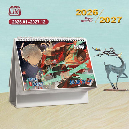 Mix Genshin Impact Tischkalender - 2025 Anime Merch Spielfigur Jahreskalender - Geschenk für Neujahr - Zllada