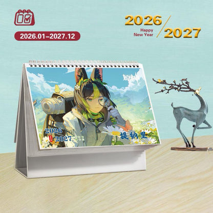 Mix Genshin Impact Tischkalender - 2025 Anime Merch Spielfigur Jahreskalender - Geschenk für Neujahr - Zllada