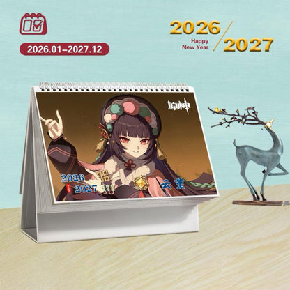 Mix Genshin Impact Tischkalender - 2025 Anime Merch Spielfigur Jahreskalender - Geschenk für Neujahr - Zllada