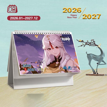 Mix Genshin Impact Tischkalender - 2025 Anime Merch Spielfigur Jahreskalender - Geschenk für Neujahr - Zllada